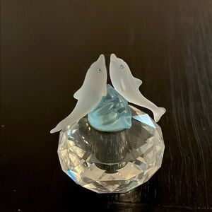 Swarovski Crystal Petite perfume bottle with dolphins on blue wave